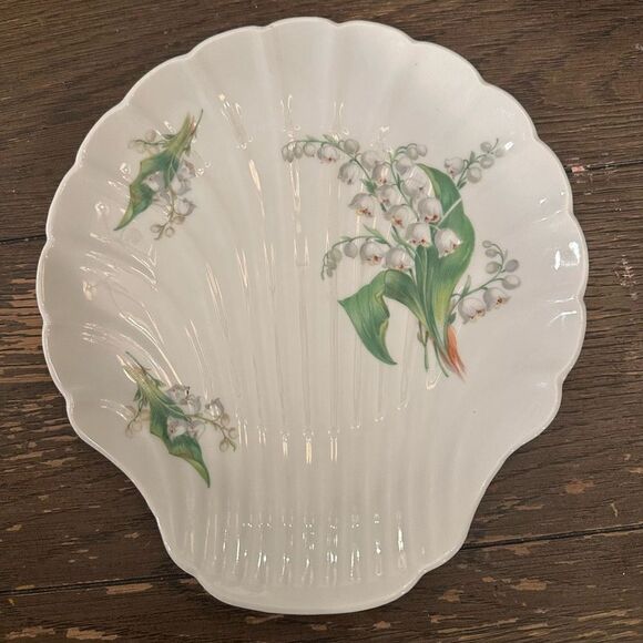 Limoges France Vintage Porcelain Lily Of The Valley Shell Dishes Big & Small 4pc - Picture 4 of 9